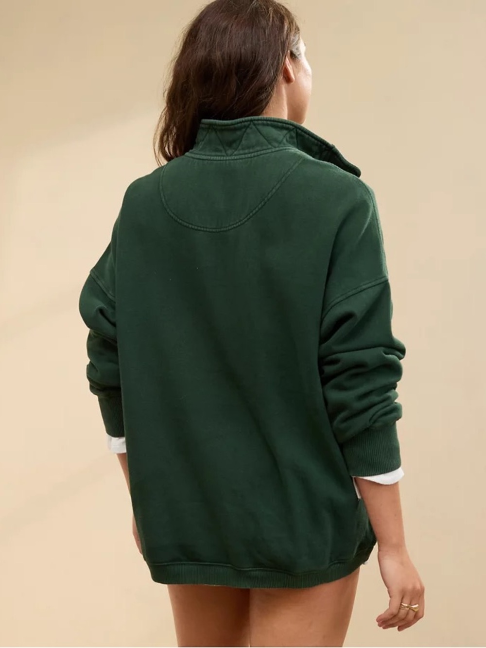 Aerie Dark Green Snap-Front Pullover Top - Picture 2 of 5